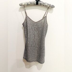 Express Silver Sequin Fitted Camisole, Women’s XS
